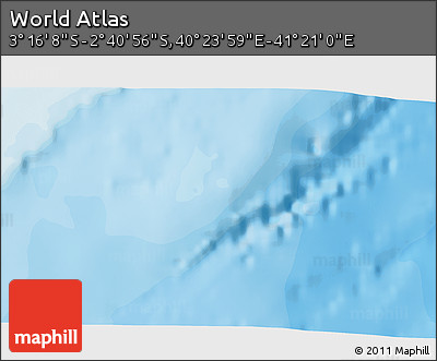 Political 3D Map of the Area around 2° 58' 32" S, 40° 52' 30" E