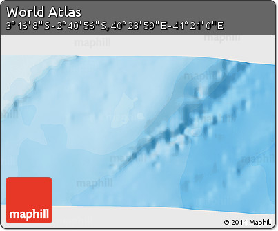 Political 3D Map of the Area around 2° 58' 32" S, 40° 52' 30" E