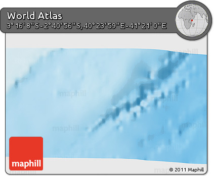 Shaded Relief 3D Map of the Area around 2° 58' 32" S, 40° 52' 30" E