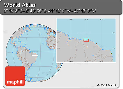 Gray Location Map of the Area around 2° 58' 32" S, 40° 43' 30" W