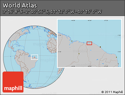 Gray Location Map of the Area around 2° 58' 32" S, 40° 43' 30" W