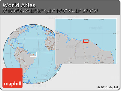Gray Location Map of the Area around 2° 58' 32" S, 40° 43' 30" W