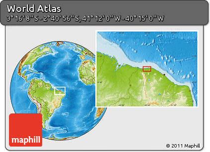 Physical Location Map of the Area around 2° 58' 32" S, 40° 43' 30" W