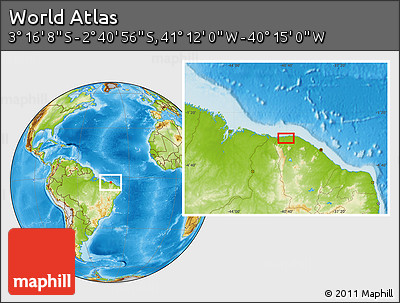 Physical Location Map of the Area around 2° 58' 32" S, 40° 43' 30" W