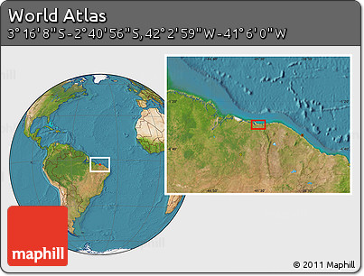 Satellite Location Map of the Area around 2° 58' 32" S, 41° 34' 30" W