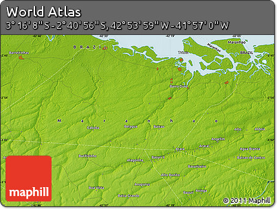Physical Map of the Area around 2° 58' 32" S, 42° 25' 29" W