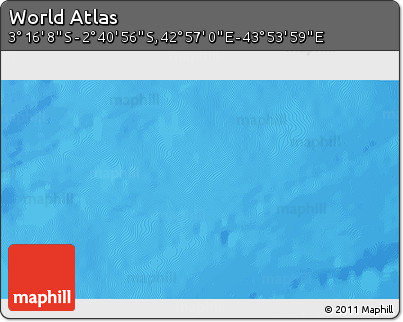 Physical 3D Map of the Area around 2° 58' 32" S, 43° 25' 29" E