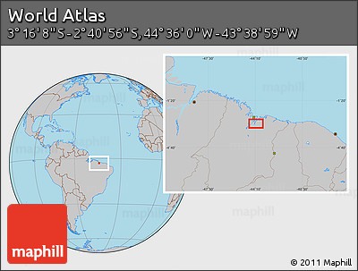 Gray Location Map of the Area around 2° 58' 32" S, 44° 7' 30" W
