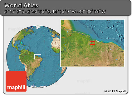 Satellite Location Map of the Area around 2° 58' 32" S, 44° 7' 30" W