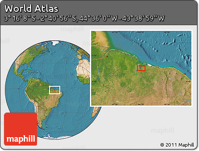 Satellite Location Map of the Area around 2° 58' 32" S, 44° 7' 30" W