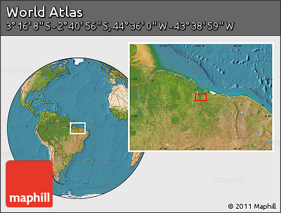 Satellite Location Map of the Area around 2° 58' 32" S, 44° 7' 30" W