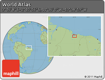 Savanna Style Location Map of the Area around 2° 58' 32" S, 44° 7' 30" W