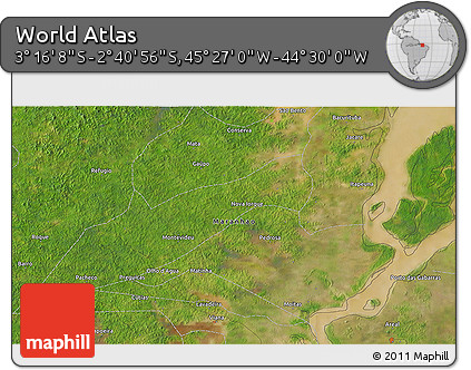 Satellite 3D Map of the Area around 2° 58' 32" S, 44° 58' 30" W