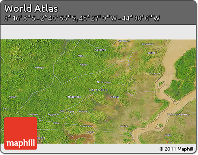 Satellite 3D Map of the Area around 2° 58' 32" S, 44° 58' 30" W