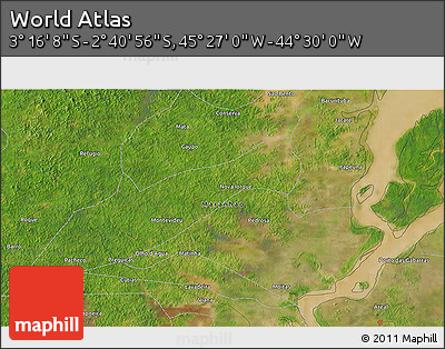 Satellite 3D Map of the Area around 2° 58' 32" S, 44° 58' 30" W