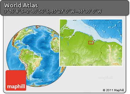 Physical Location Map of the Area around 2° 58' 32" S, 44° 58' 30" W