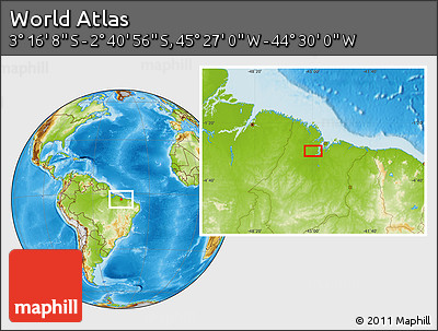 Physical Location Map of the Area around 2° 58' 32" S, 44° 58' 30" W