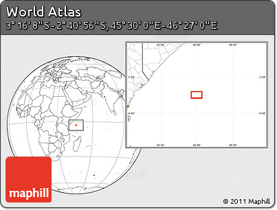 Blank Location Map of the Area around 2° 58' 32" S, 45° 58' 30" E