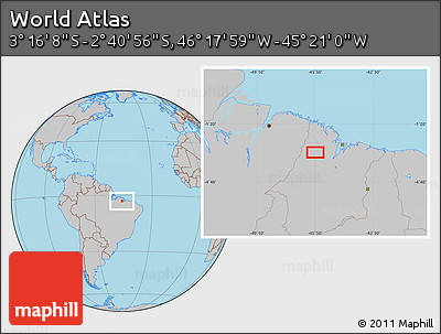 Gray Location Map of the Area around 2° 58' 32" S, 45° 49' 30" W