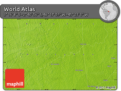 Physical Map of the Area around 2° 58' 32" S, 45° 49' 30" W
