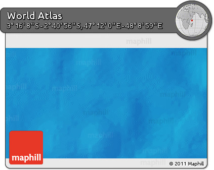 Shaded Relief 3D Map of the Area around 2° 58' 32" S, 47° 40' 29" E