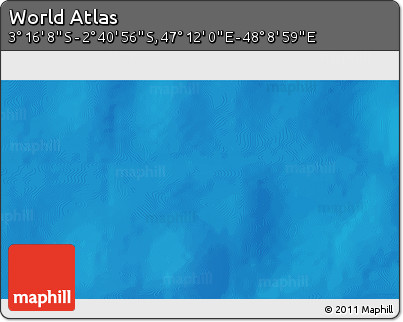 Shaded Relief 3D Map of the Area around 2° 58' 32" S, 47° 40' 29" E