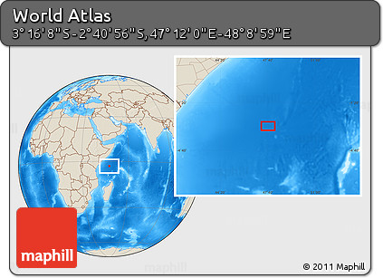 Shaded Relief Location Map of the Area around 2° 58' 32" S, 47° 40' 29" E