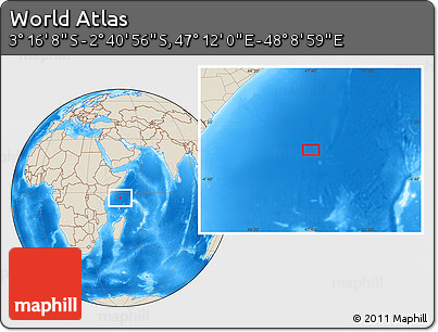 Shaded Relief Location Map of the Area around 2° 58' 32" S, 47° 40' 29" E
