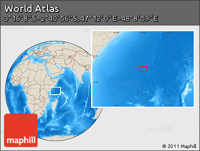 Shaded Relief Location Map of the Area around 2° 58' 32" S, 47° 40' 29" E