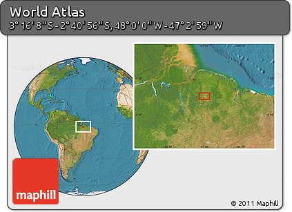 Satellite Location Map of the Area around 2° 58' 32" S, 47° 31' 29" W