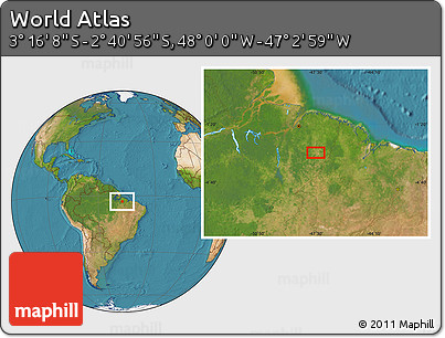 Satellite Location Map of the Area around 2° 58' 32" S, 47° 31' 29" W