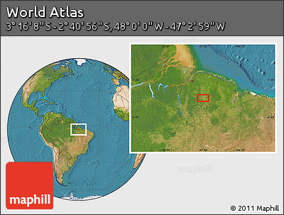 Satellite Location Map of the Area around 2° 58' 32" S, 47° 31' 29" W