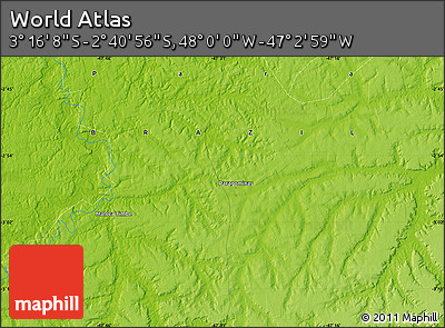 Physical Map of the Area around 2° 58' 32" S, 47° 31' 29" W