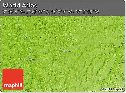 Physical Map of the Area around 2° 58' 32" S, 47° 31' 29" W