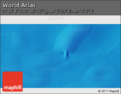 Shaded Relief 3D Map of the Area around 2° 58' 32" S, 48° 31' 29" E