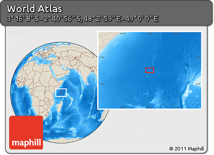 Shaded Relief Location Map of the Area around 2° 58' 32" S, 48° 31' 29" E