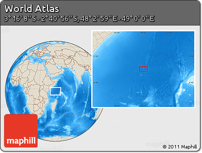 Shaded Relief Location Map of the Area around 2° 58' 32" S, 48° 31' 29" E