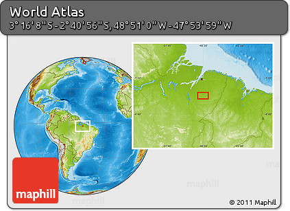 Physical Location Map of the Area around 2° 58' 32" S, 48° 22' 30" W