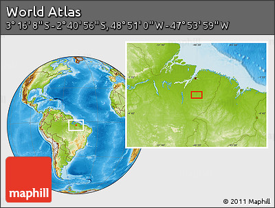 Physical Location Map of the Area around 2° 58' 32" S, 48° 22' 30" W
