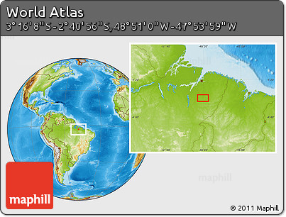 Physical Location Map of the Area around 2° 58' 32" S, 48° 22' 30" W