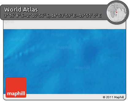 Shaded Relief 3D Map of the Area around 2° 58' 32" S, 49° 22' 30" E