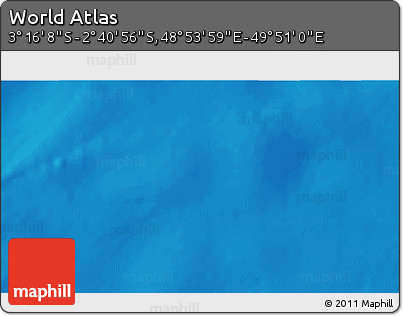 Shaded Relief 3D Map of the Area around 2° 58' 32" S, 49° 22' 30" E