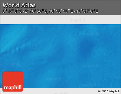 Shaded Relief 3D Map of the Area around 2° 58' 32" S, 49° 22' 30" E