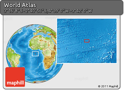 Physical Location Map of the Area around 2° 58' 32" S, 4° 10' 30" W