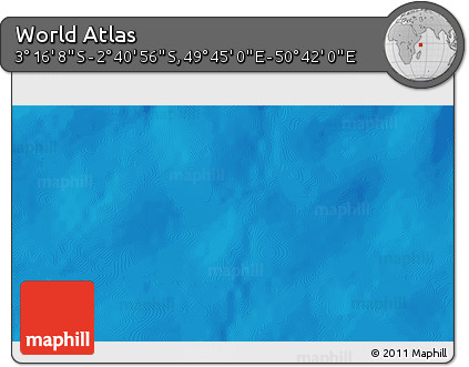 Shaded Relief 3D Map of the Area around 2° 58' 32" S, 50° 13' 30" E