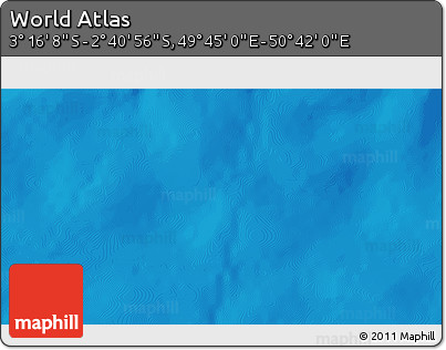 Shaded Relief 3D Map of the Area around 2° 58' 32" S, 50° 13' 30" E