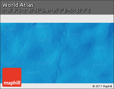 Shaded Relief 3D Map of the Area around 2° 58' 32" S, 50° 13' 30" E