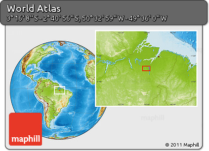 Physical Location Map of the Area around 2° 58' 32" S, 50° 4' 30" W