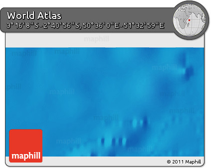 Shaded Relief 3D Map of the Area around 2° 58' 32" S, 51° 4' 30" E