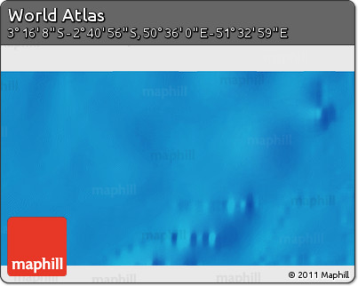 Shaded Relief 3D Map of the Area around 2° 58' 32" S, 51° 4' 30" E